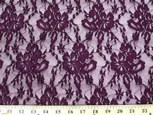 Flower Stretch Lace PLUM SL-15 LAST PIECE MEASURES 32 INCHES