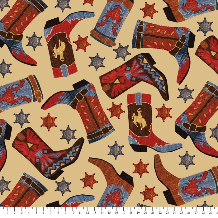 Premium Anti-Pill Western Boots Fleece A86 "LAST PIECE MEASURES 1 YARD 30 INCHES"