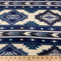 Anti Pill Southwest Stripe Blue Fleece A27