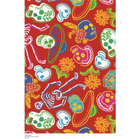 Premium Anti-Pill Sugar Skulls Red Fleece A68