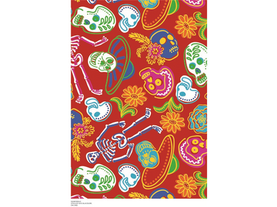 Premium Anti-Pill Sugar Skulls Red Fleece A68