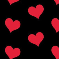 Anti-Pill Red Hearts On Black Fleece A89