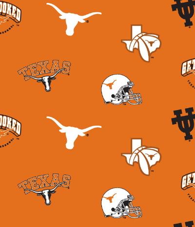 Anti Pill University of Texas Fleece B161 (LAST PIECE MEASURES 1 YARD 26 INCHES"
