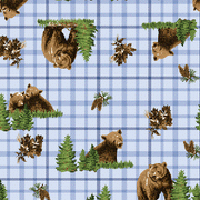 Premium Anti-Pill Bears Blue Plaid Fleece B28 "LAST PIECE MEASURES 27 INCHES LONG"