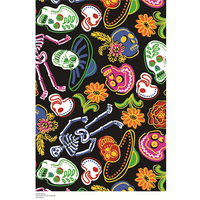 Premium Anti-Pill Sugar Skulls Black Fleece B962