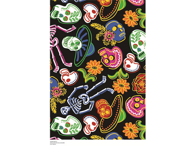 Premium Anti-Pill Sugar Skulls Black Fleece B962