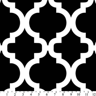 Premium Anti-Pill Bella Trellis Black White Fleece B974