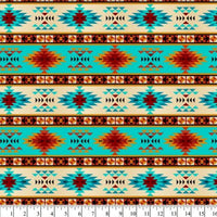 Tribal Stripe Turquoise Rust Fleece B990