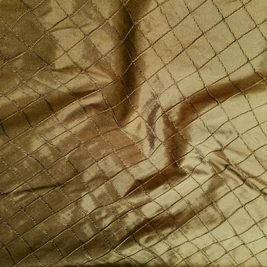 Embroidered Pintuck Silk Dupioni 50" BROWN
