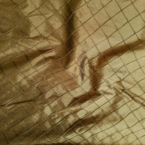 Embroidered Pintuck Silk Dupioni 50" BROWN
