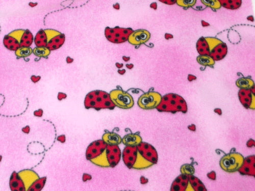 Premium Anti-Pill Lady Bugs Pink Fleece C157