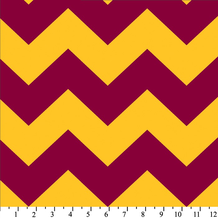 Premium Anti-Pill Chevron Stripes Burgundy Gold Fleece 510