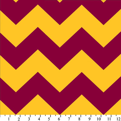 Premium Anti-Pill Chevron Stripes Burgundy Gold Fleece 510