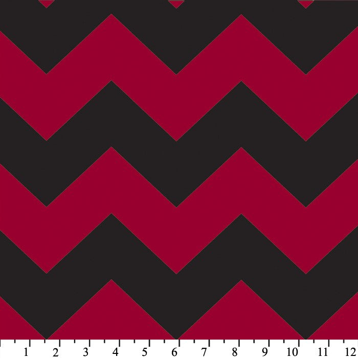 Premium Anti-Pill Chevron Stripes Red Black Fleece 410