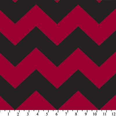Premium Anti-Pill Chevron Stripes Red Black Fleece 410