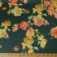 Hunter Green DCS-11 Floral Dull Medium Weight Charmeuse Satin