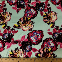 Mint DCS-1 Floral Dull Medium Weight Charmeuse Satin