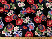 Black DCS-2 Floral Dull Medium Weight Charmeuse Satin