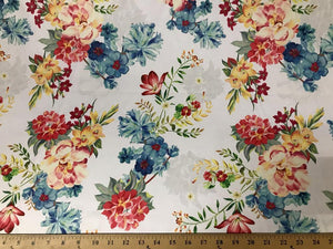 White DCS-3 Floral Dull Medium Weight Charmeuse Satin