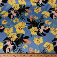Turquoise DCS-5 Floral Dull Medium Weight Charmeuse Satin
