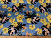 Turquoise DCS-5 Floral Dull Medium Weight Charmeuse Satin
