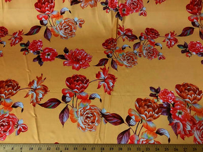 Melon DCS-8 Floral Dull Medium Weight Charmeuse Satin