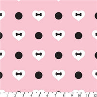 Premium Anti-Pill Fifi & Romeo Heart Polka Dot Pink Fleece 621