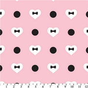 Premium Anti-Pill Fifi & Romeo Heart Polka Dot Pink Fleece 621