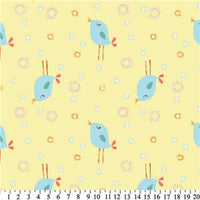 Premium Anti-Pill Bird Party Yellow Fleece 655