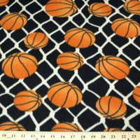 Premium Anti-Pill Basketballs On Black Fleece 306 "LAST PIECE MEASURES 1 YARD 14 INCHES"