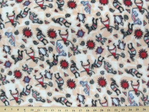 Premium Anti-Pill Kokopelli Ivory Tan Fleece 568