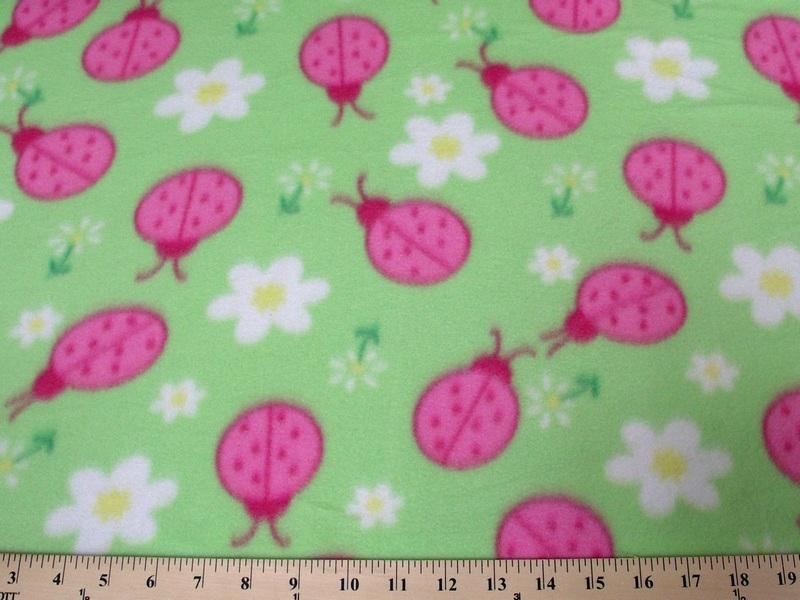 Lady Bugs On Lime Fleece 334
