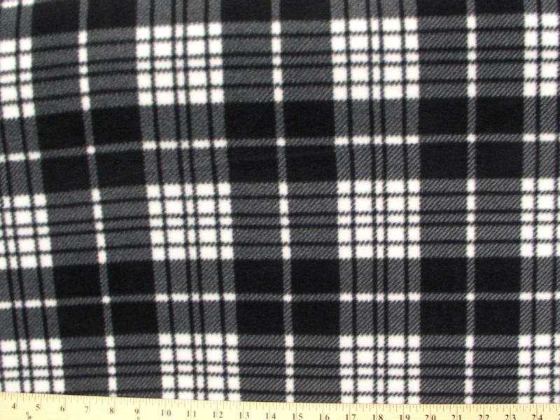 Anti-Pill Charcoal White Plaid Fleece 388