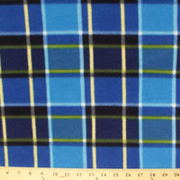 Anti-Pill Royal Navy Turquoise Plaid Fleece 389
