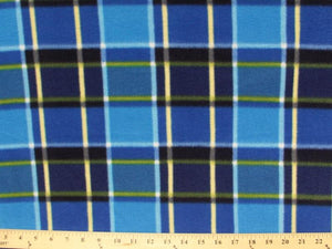 Anti-Pill Royal Navy Turquoise Plaid Fleece 389