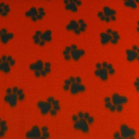 Paw Prints Med Red Fleece 304
