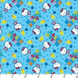Hello Kitty Big Top Scattered Blue Cotton HK-27