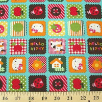 Hello Kitty Country Quilting Aqua Cotton HK-9
