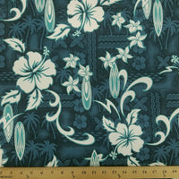 SWATCHES Blue/Green 100% Cotton Hawaiian Prints