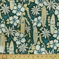 SWATCHES Blue/Green 100% Cotton Hawaiian Prints