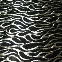 Metallic Flames Spandex SILVER BLACK