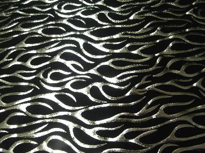 Metallic Flames Spandex SILVER BLACK