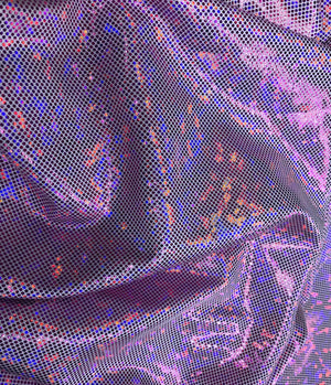 Metallic Hologram Foil Spandex PINK/WHITE