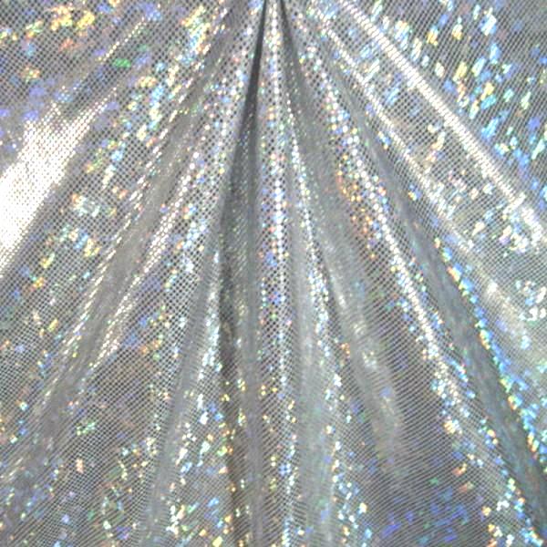 Metallic Hologram Foil Spandex SILVER WHITE