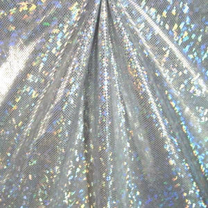 Metallic Hologram Foil Spandex SILVER WHITE