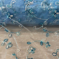 Embroidered Flower Sequins Organza TURQUOISE EM-5B