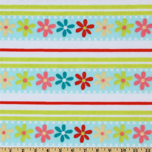 Misc Minky Cuddle Prints WHITE AQUA DAISY STRIPE