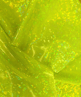 Metallic Hologram Foil Spandex NEON YELLOW/GREEN